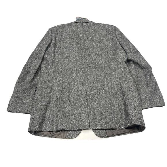 Vintage Stanford Executive Virgin Wool Black/Gray Tweed Blazer Jacket Size 46L - Picture 2 of 16